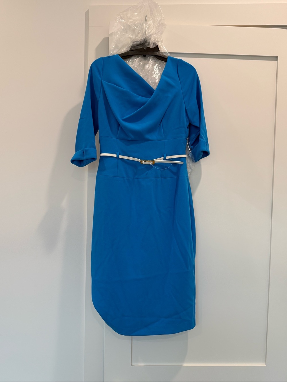 NWT Black Halo Jackie O 3/4 Sleeve Sheath Dress Candy Blue Size 10